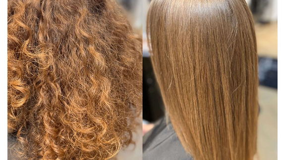 Keratinbehandlet hår før og efter